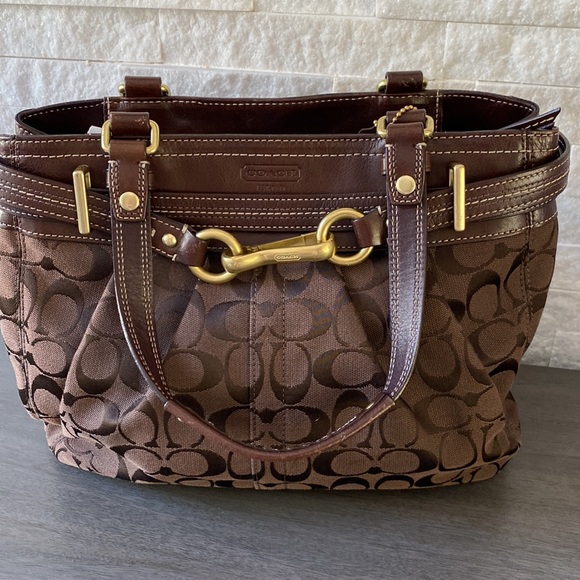 Coach Handbags - Authentic Pristine Coach Signature Canvas and Leather Purse